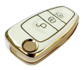 Focus 3 Mondeo Transit Courier Uyumlu Silikon Nano Anahtar Kumanda Kılıfı Oto Anahtarlık Beyaz thumbnail 3