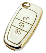 Focus 3 Mondeo Transit Courier Uyumlu Silikon Nano Anahtar Kumanda Kılıfı Oto Anahtarlık Beyaz thumbnail 1