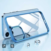 iPhone 13 Kılıf Renkli Silikon Kenarlı Krom Kapak thumbnail 11