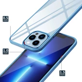 iPhone 12 Kılıf Renkli Silikon Kenarlı Krom Kapak - 9