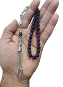 Dogal Taş Amatist Tesbih,gümüş Kaplama 4lü Zülfikar Model Metal Püskül Tespih - 2