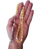 Kehribar Renk Tesbih,gümüş Kaplama 4lü Zülfikar Model Metal Püsküllü Tespih - 2