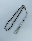 Gümüş Kaplama Mine Işleme Tesbih,Metal Zülfikar Model Püsküllü Tespih. - 1