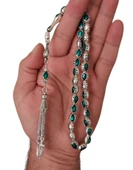 Gümüş Kaplama Mine Işleme Tesbih,damla Model Metal Zülfikar Püskül Tespih. - 2