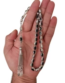 Gümüş Kaplama Mine Işleme Tesbih,Metal Zülfikar Model Püsküllü Tespih. - 2