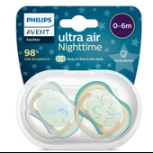 Philips Avent Ultra Air Night Karanlıkta Parlar Gece Emziği 0-6 ay Erkek SCF376/18 thumbnail 1