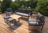 Pimango Pielize Bahçe Ve Balkon Mobilyası Gri Antrasit 3+1+1 Sehpalı ve 2 Puflu - 3