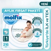 Molfix Premium Aylık Fırsat Paketi 1 Beden 216 Adet - 1
