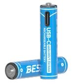 Beston USB Type-C Kablo ile Şarj Edilebilir Lityum 2'li İnce Pil 1.5V AAA / 2220 mWH 150mAH - 2