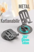 Yüksek Kalite Metal Katlanabilir 360 Dönen Ayarlı Telefon Tutucu Masaüstü Telefon Tablet Standı S013 - 2