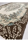 El Dokuma Isparta Halısı 120x210 Yeşil Kahve Eskitme  Yün - 3