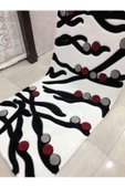 Jade 97x200 Je 0020-03 Siyah Beyaz Kırmızı Gri Halı ! - 5