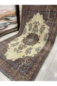 El Dokuma Isparta Halısı 200x330 Krem Turkuaz 6 M2 Yün Halı ! - 8