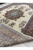 El Dokuma Isparta Halısı 200x330 Krem Turkuaz 6 M2 Yün Halı ! - 6