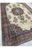 El Dokuma Isparta Halısı 200x330 Krem Turkuaz 6 M2 Yün Halı ! - 2