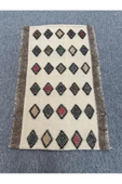 El Dokuma 66x107 Baklava Dilimli Dekoratif Pamuk Yün Kilim ! - 1