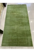 El Dokuma Düz Yeşil Eskitme Halı 120x223 Fıstık Yeşili Yün Halı - 1