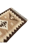 El Dokuma Dekoratif Kilim 64x90 Kahve Krem %100 Yün Kök Boya Kilim thumbnail 4