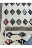 El Dokuma 66x107 Baklava Dilimli Dekoratif Pamuk Yün Kilim ! - 3