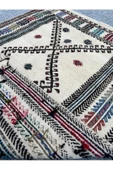 El Dokuması Dekoratif Kilim 80x110 Krem %100 Yün Kilim thumbnail 6