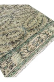 El Dokuma Vintage Yeşil Yolluk 80x270 Yeşil Beyaz Eskitme %100 Yün Halı - 2