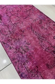 El Dokuma Isparta Halısı 70x282 Düz Pembe Vintage Eskitme Yolluk - 7
