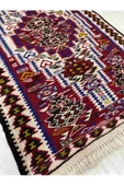 El Dokuma Iran Kilimi 65x115 Kırmızı %100 Yün Küçük Kilim ! - 3