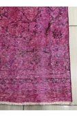 El Dokuma Isparta Halısı 70x282 Düz Pembe Vintage Eskitme Yolluk - 3