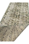 El Dokuma Vintage Yeşil Yolluk 80x270 Yeşil Beyaz Eskitme %100 Yün Halı - 8