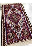 El Dokuma Iran Kilimi 65x115 Kırmızı %100 Yün Küçük Kilim ! - 2