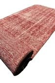 El Dokuma Vintage Kırmızı Yolluk 55x300 Düz Renk Eskitme %100 Yün Halı thumbnail 5