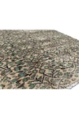 EL DOKUMA ESKİTME HALI 100X192 YEŞİL KREM %100 YÜN VINTAGE HALI ! - 6