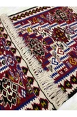 El Dokuma Iran Kilimi 65x115 Kırmızı %100 Yün Küçük Kilim ! - 8