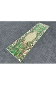 EL DOKUMA ISPARTA HALISI 72X250 ESKİTME YEŞİL YOLLUK %100 YÜN ! thumbnail 2