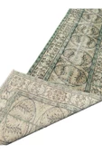 El Dokuma Eskitme Halı 82x272 Vintage Yeşil %100 Yün Yolluk thumbnail 5