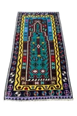 El Dokuma Kilim Seccade 100x190 Renkli Mor %100 Yün Kilim - 1