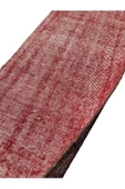 El Dokuma Vintage Kırmızı Yolluk 55x300 Düz Renk Eskitme %100 Yün Halı thumbnail 8