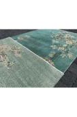DEKORATİF TURKUAZ OFİS HALISI 116X214 EL DOKUMA ESKİTME VINTAGE YÜN HALI ! - 4
