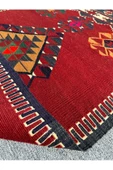 El Dokuma Balıkesir Kilimi 80x140 Kök Boya %100 Yün Kırmızı Kilim ! - 7