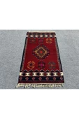 El Dokuma Balıkesir Kilimi 80x140 Kök Boya %100 Yün Kırmızı Kilim ! - 1