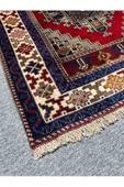EL DOKUMA SIFIR OBRUK HALISI 95X165 KIRMIZI GRİ MAVİ KÖK BOYA HALI - 2