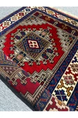 EL DOKUMA SIFIR OBRUK HALISI 95X165 KIRMIZI GRİ MAVİ KÖK BOYA HALI - 7