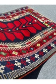 El Dokuma 130x200 Kilim Modeli Halı Kırmızı Lacivert Seccade Namazlık %100 Yün ! - 7