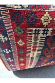 El Dokuma 130x200 Kilim Modeli Halı Kırmızı Lacivert Seccade Namazlık %100 Yün ! - 5