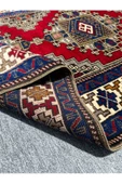 EL DOKUMA SIFIR OBRUK HALISI 95X165 KIRMIZI GRİ MAVİ KÖK BOYA HALI - 6
