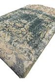 El Dokuma Su Yeşili Vintage Yolluk 80x315 Eskitme 3 Metre Halı - 4