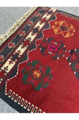 El Dokuma Balıkesir Kilimi 80x140 Kök Boya %100 Yün Kırmızı Kilim ! - 4