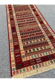 El Dokuması Dekoratif Iran Kilimi 80x190 Kırmızı Sarı %100 Yün Kilim ! - 3