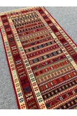 El Dokuması Dekoratif Iran Kilimi 80x190 Kırmızı Sarı %100 Yün Kilim ! - 4