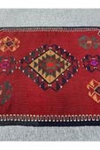 El Dokuma Balıkesir Kilimi 80x140 Kök Boya %100 Yün Kırmızı Kilim ! - 3